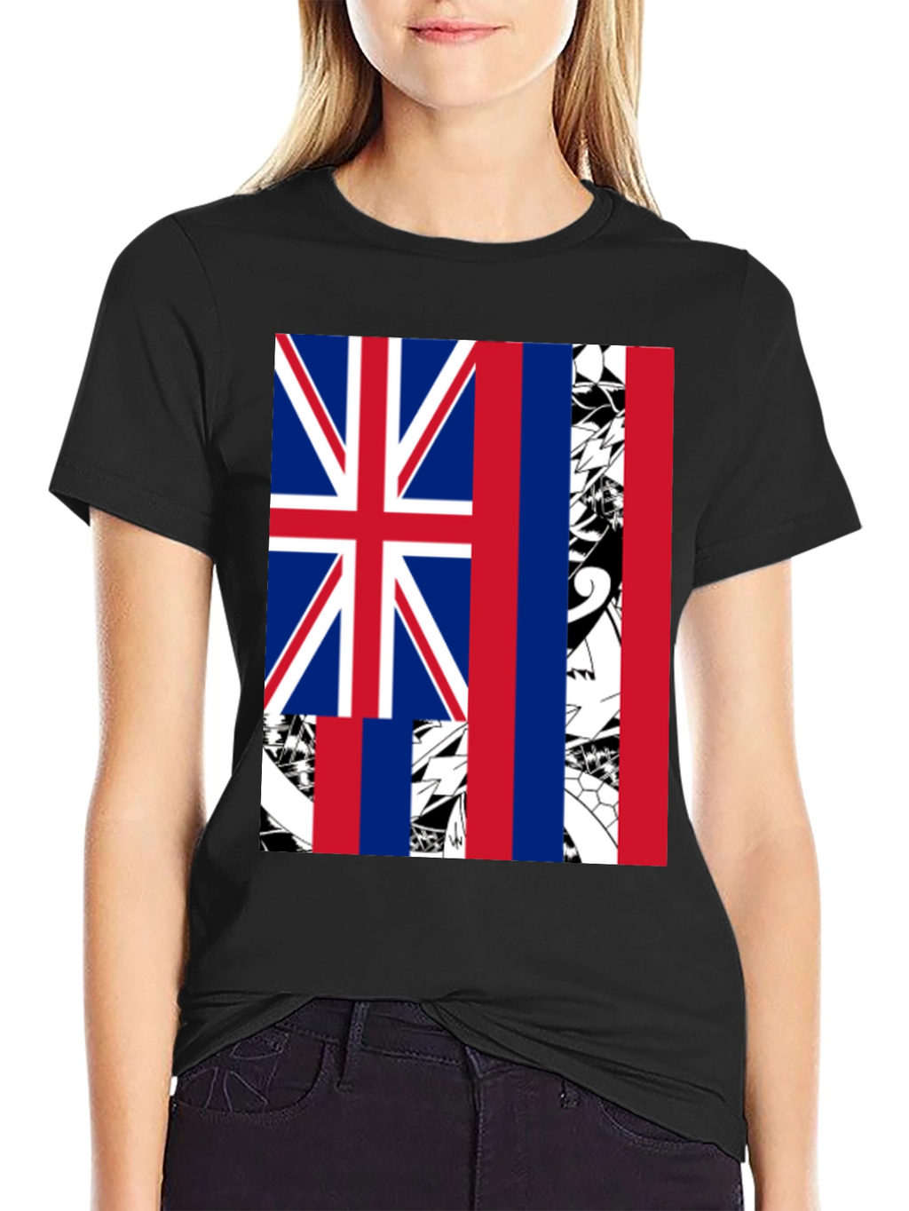 Hawaii Flag Graphic Tee - Mens Black T-Shirt
