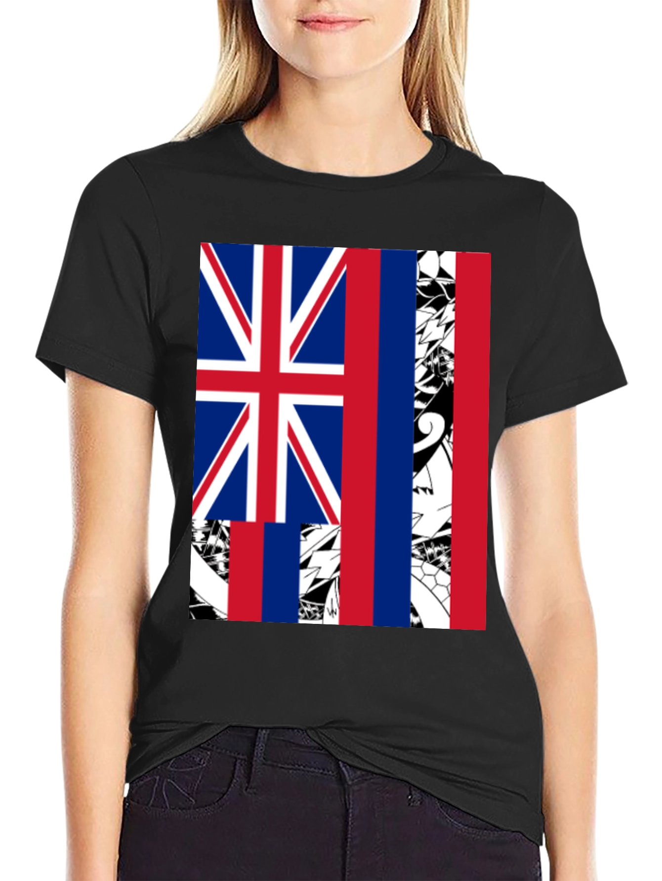 Hawaii Flag Graphic Tee - Mens Black T-Shirt