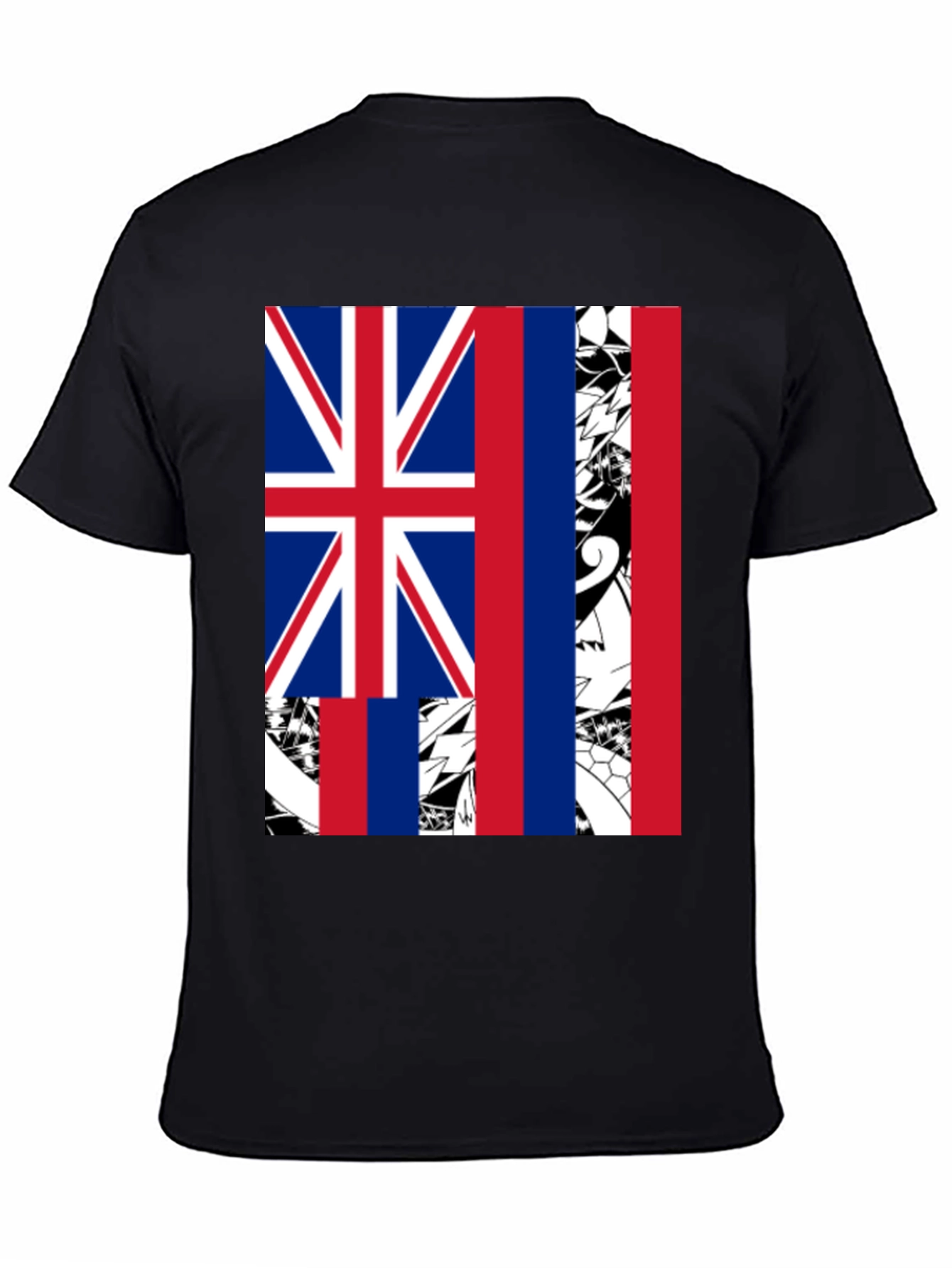 Hawaii Flag Graphic Tee - Mens Black T-Shirt