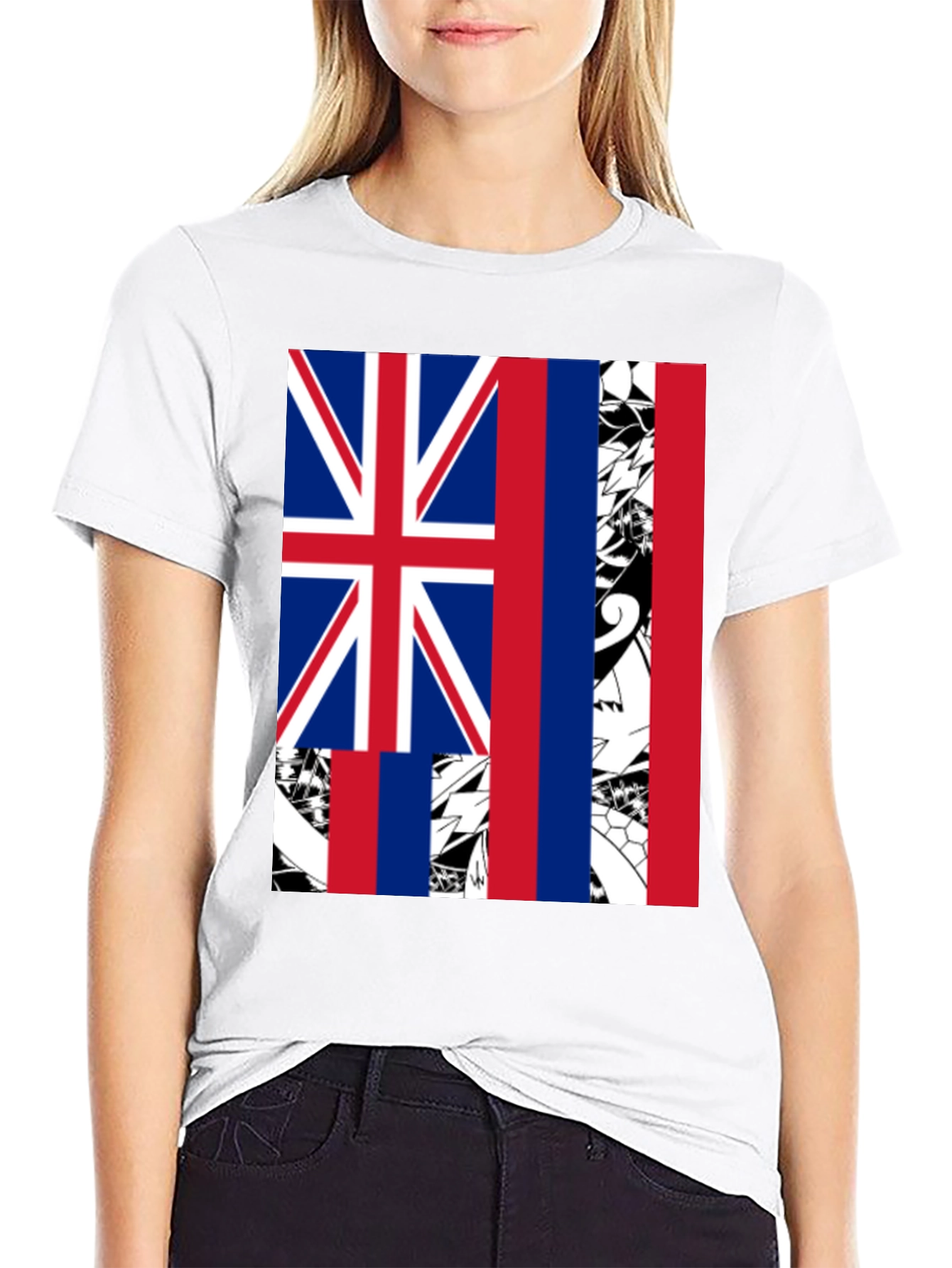 Hawaii Flag Graphic Tee - Mens Black T-Shirt