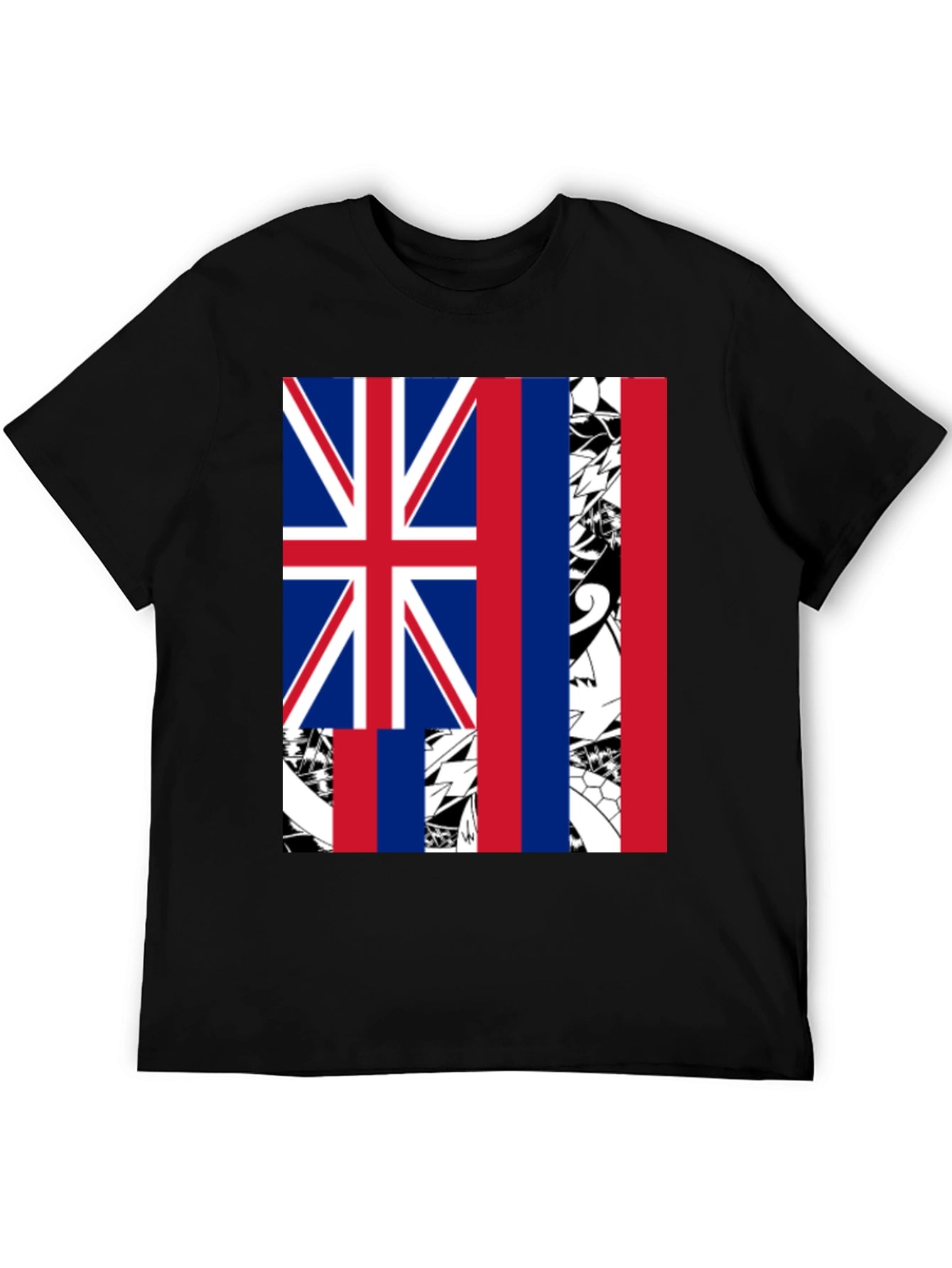 Hawaii Flag Graphic Tee - Mens Black T-Shirt