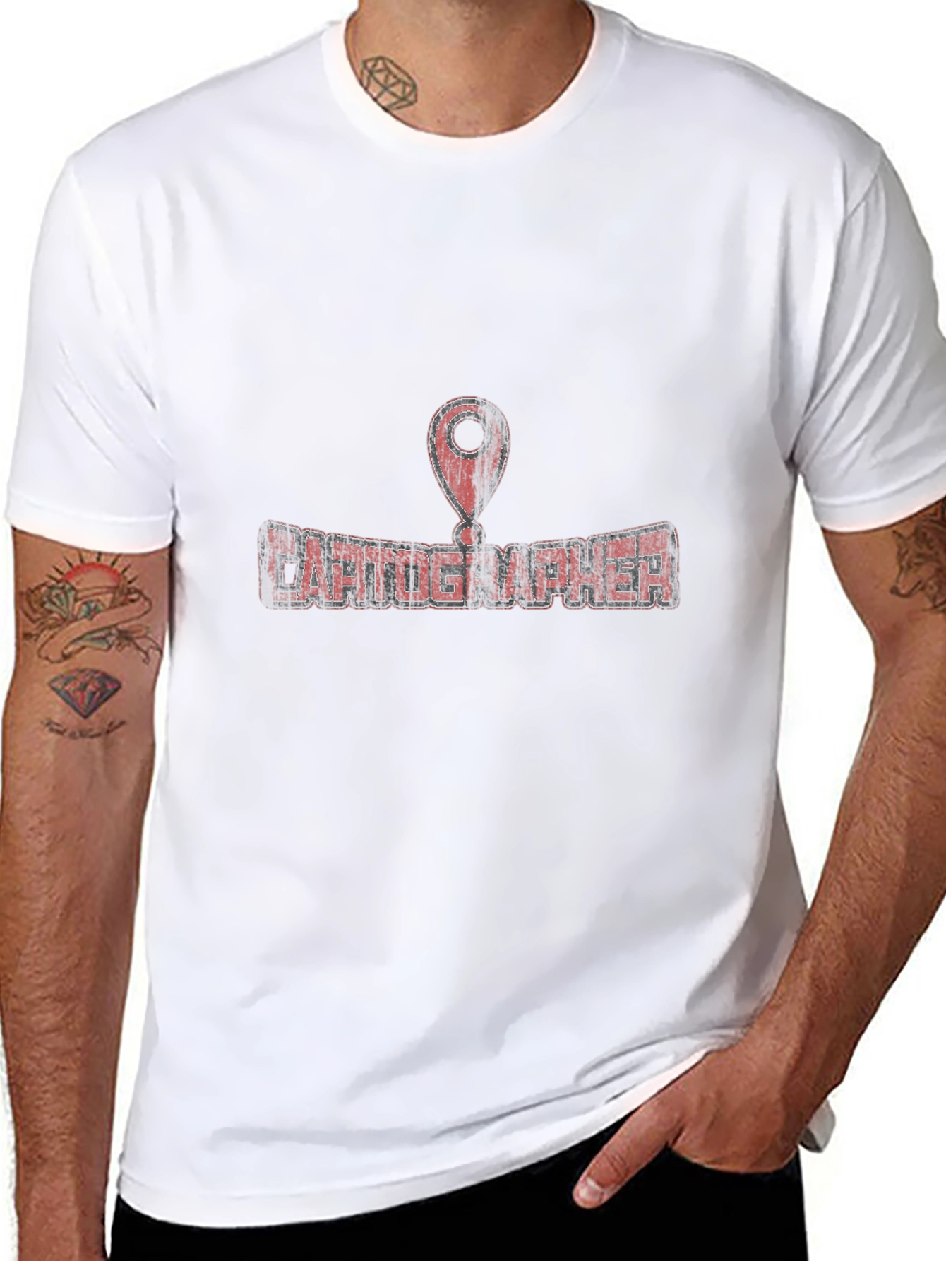 Cartographer Graphic Tee - Black Cotton Map Lover T-Shirt