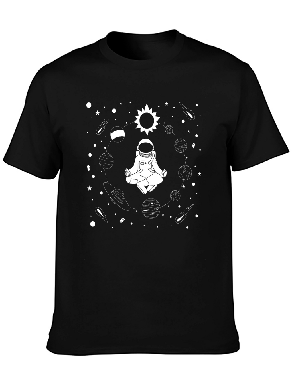 Astronaut Meditation Graphic T-Shirt - Black