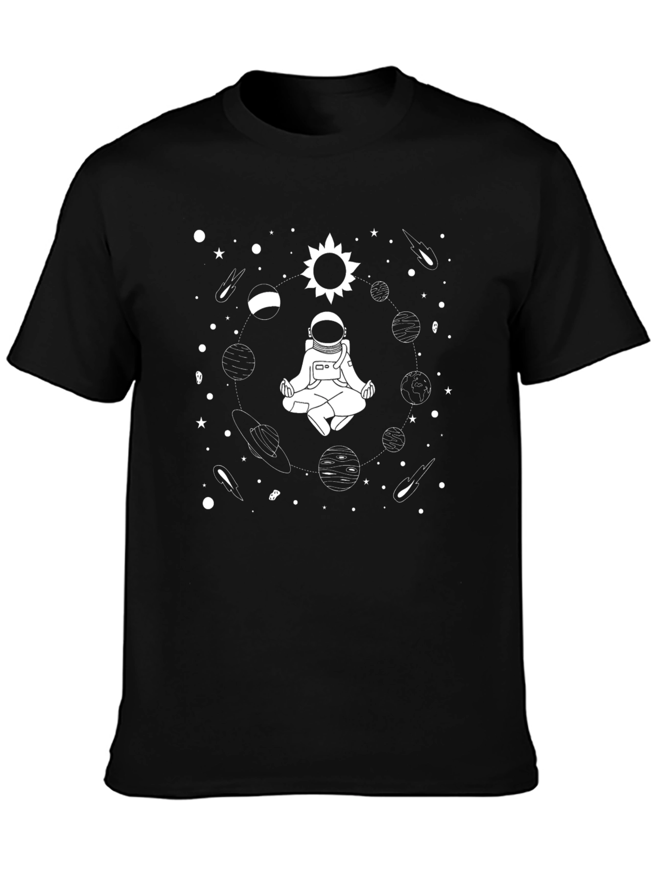Astronaut Meditation Graphic T-Shirt - Black