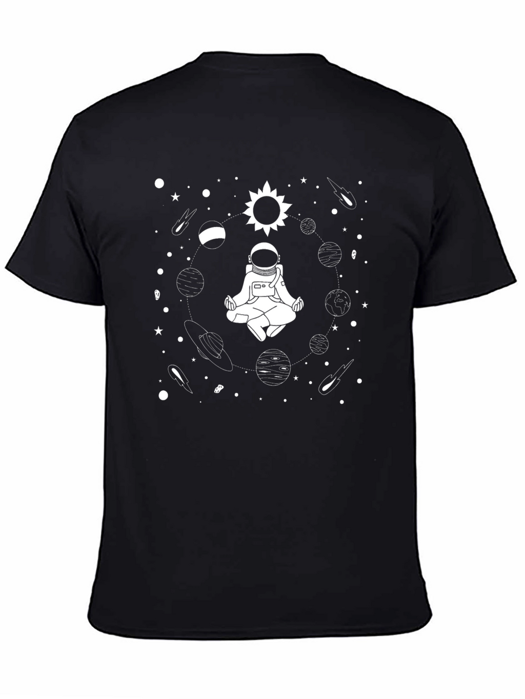 Astronaut Meditation Graphic T-Shirt - Black