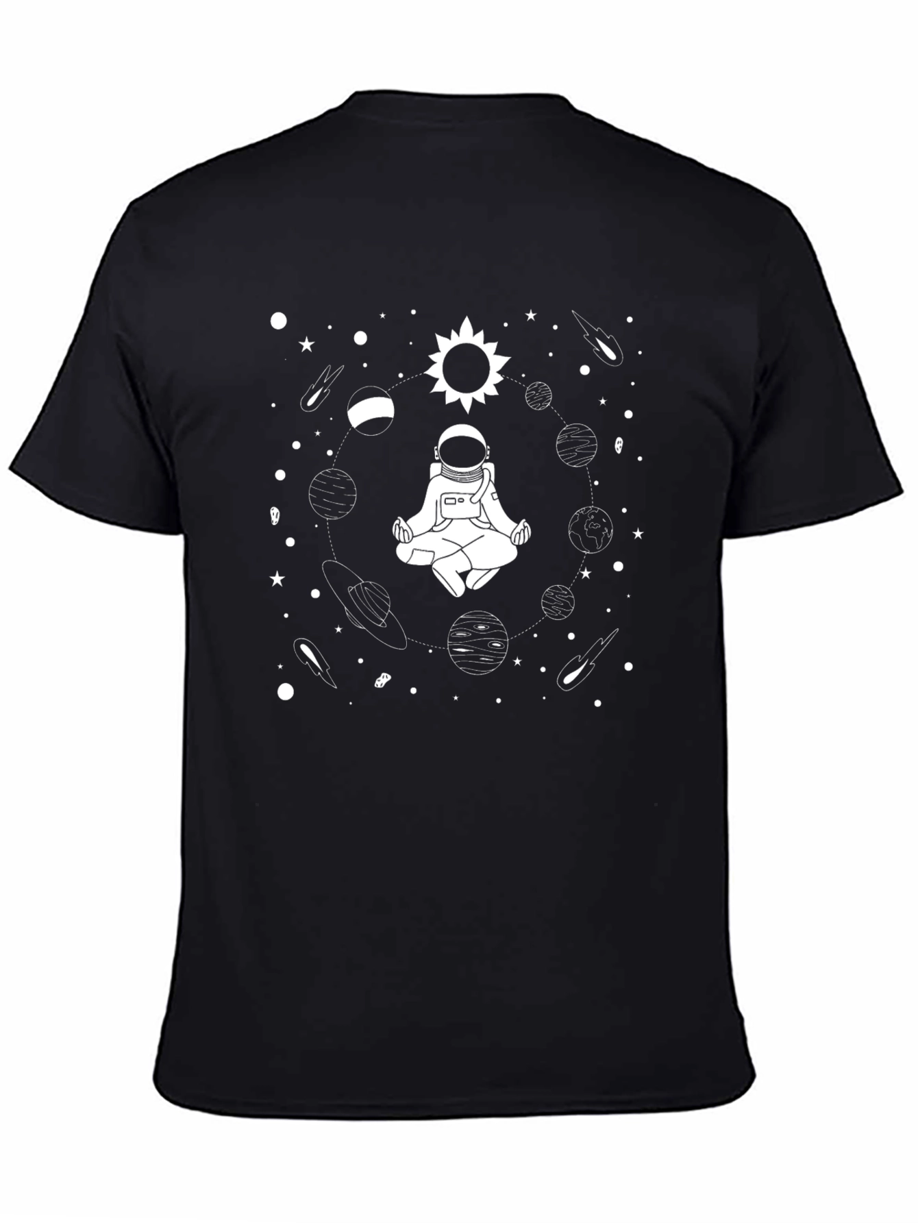 Astronaut Meditation Graphic T-Shirt - Black