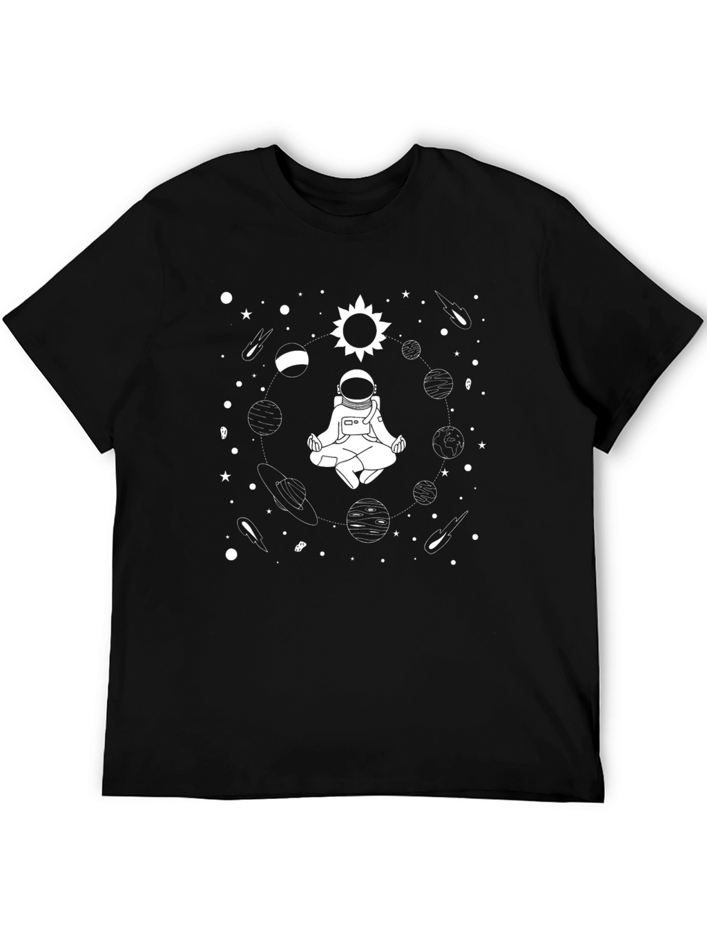 Astronaut Meditation Graphic T-Shirt - Black