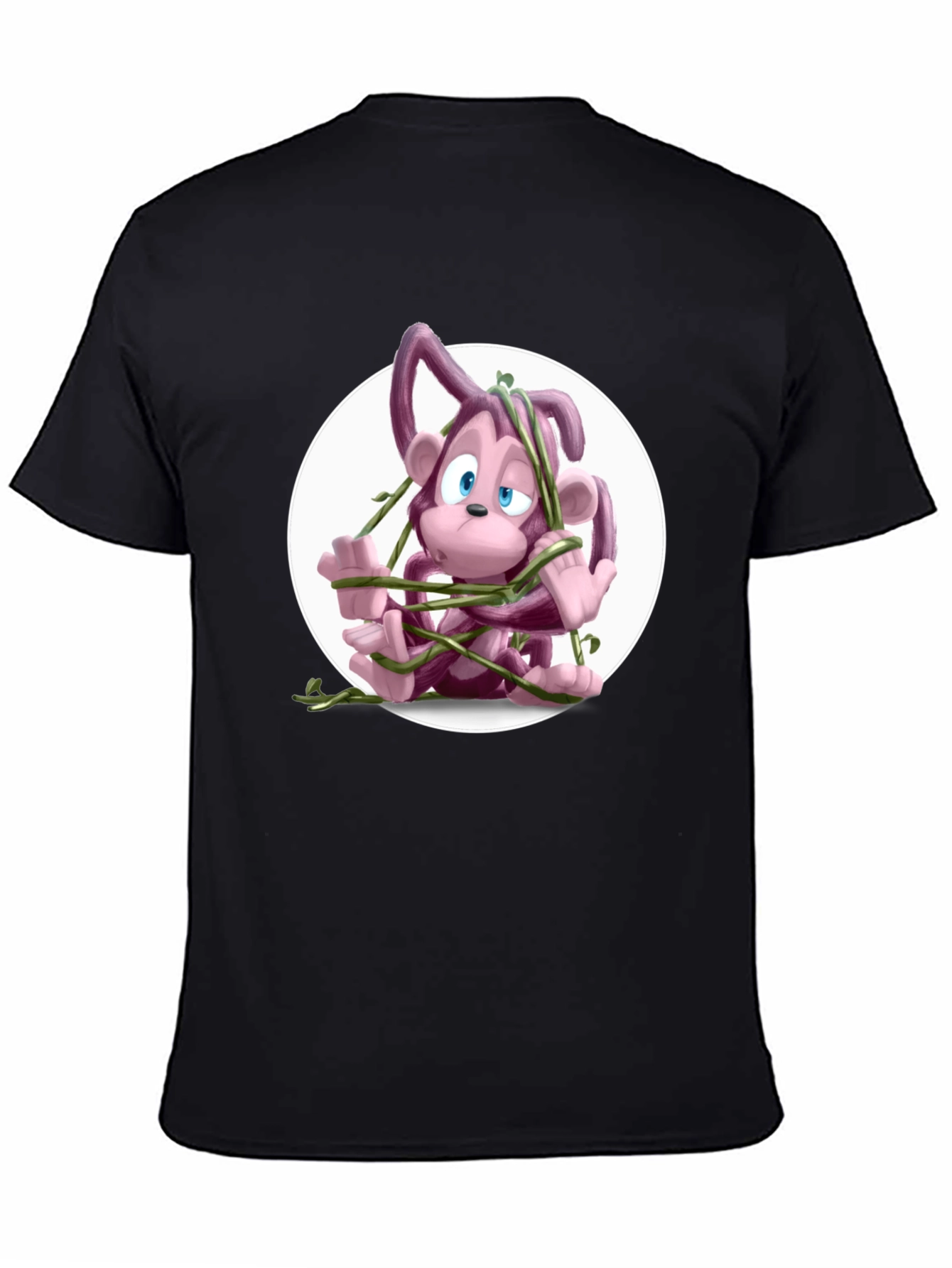 Cartoon Monkey Vines Graphic Tee - Casual Cool