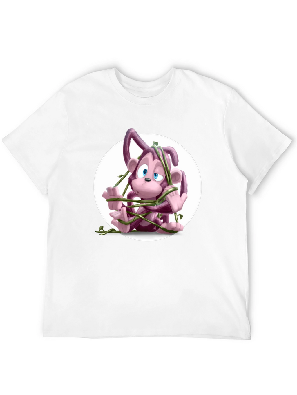 Cartoon Monkey Vines Graphic Tee - Casual Cool