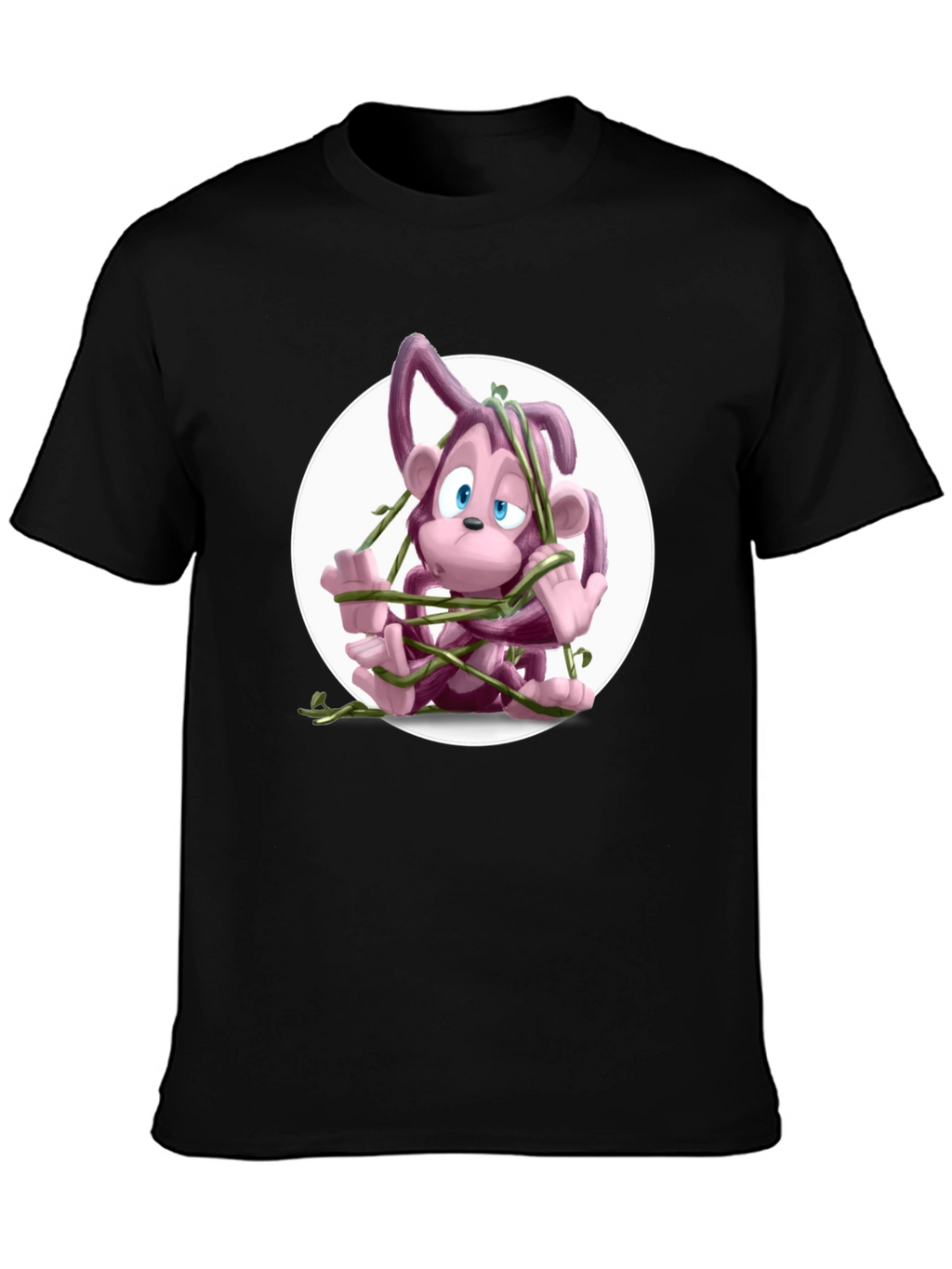 Cartoon Monkey Vines Graphic Tee - Casual Cool