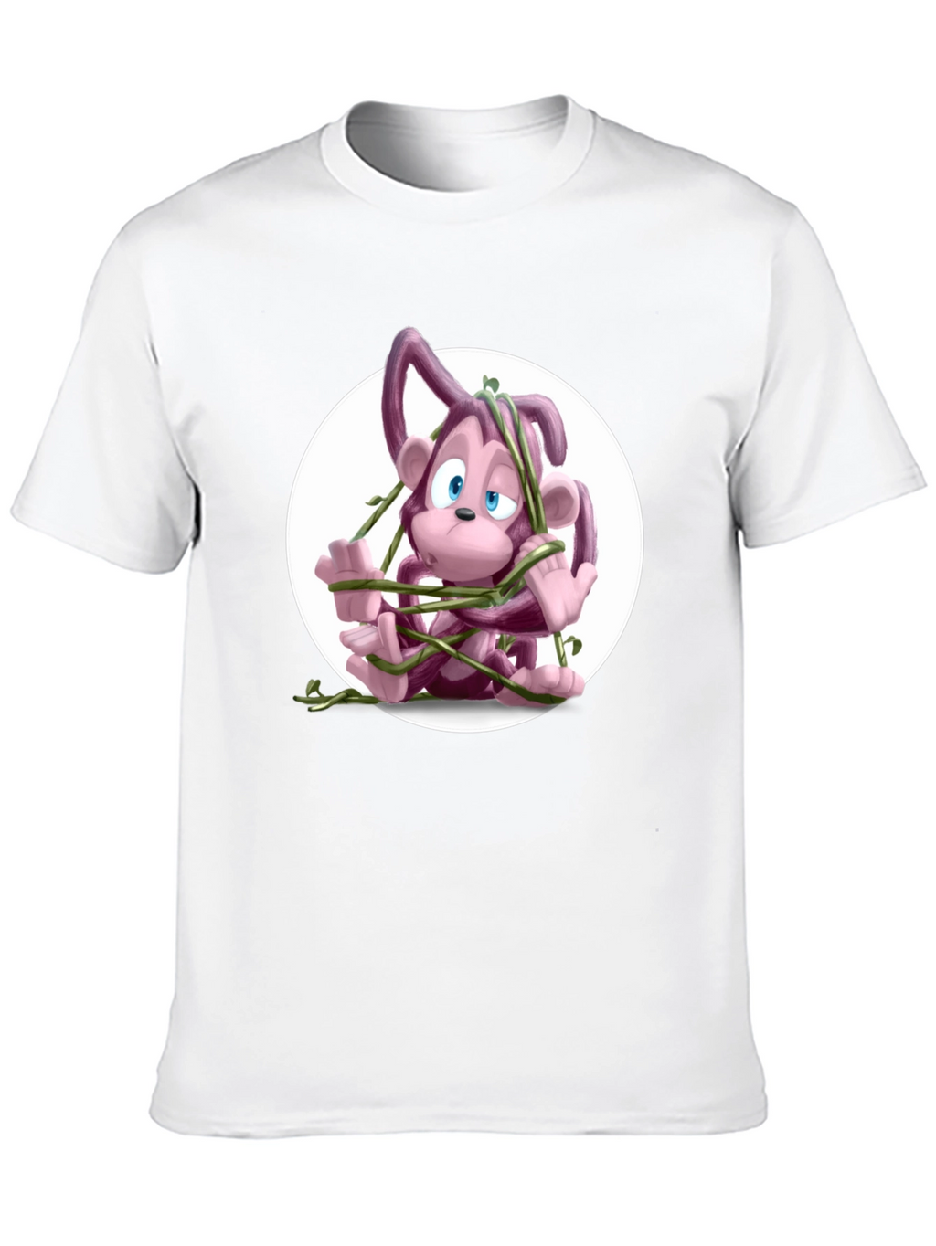 Cartoon Monkey Vines Graphic Tee - Casual Cool