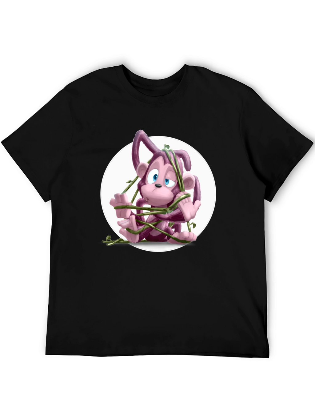 Cartoon Monkey Vines Graphic Tee - Casual Cool