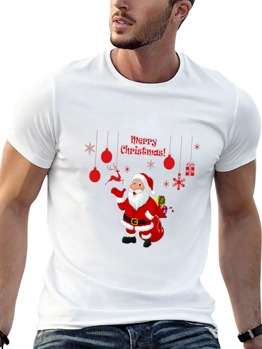Festive Santa T-Shirt - Merry Christmas Graphic Tee