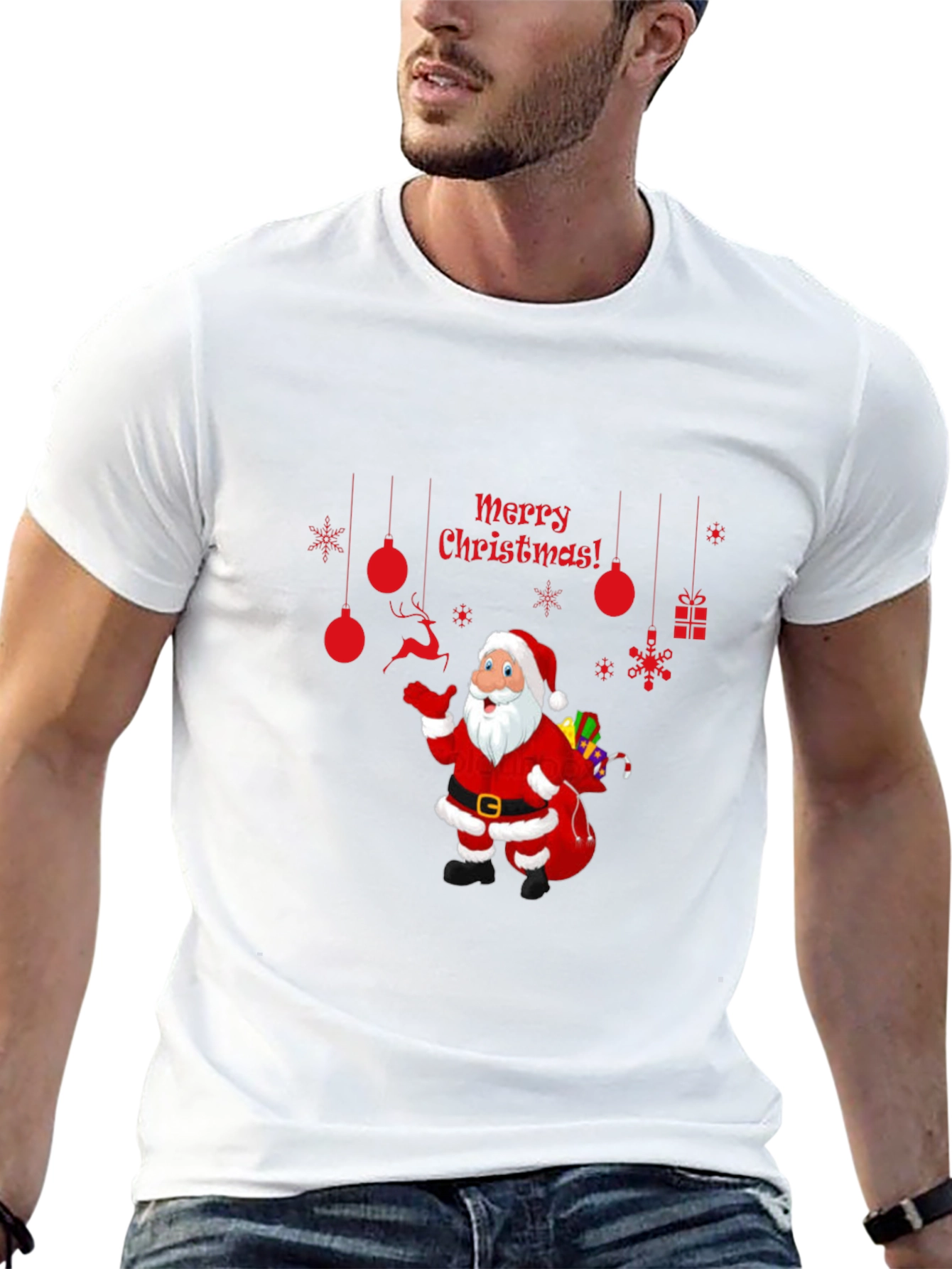 Festive Santa T-Shirt - Merry Christmas Graphic Tee