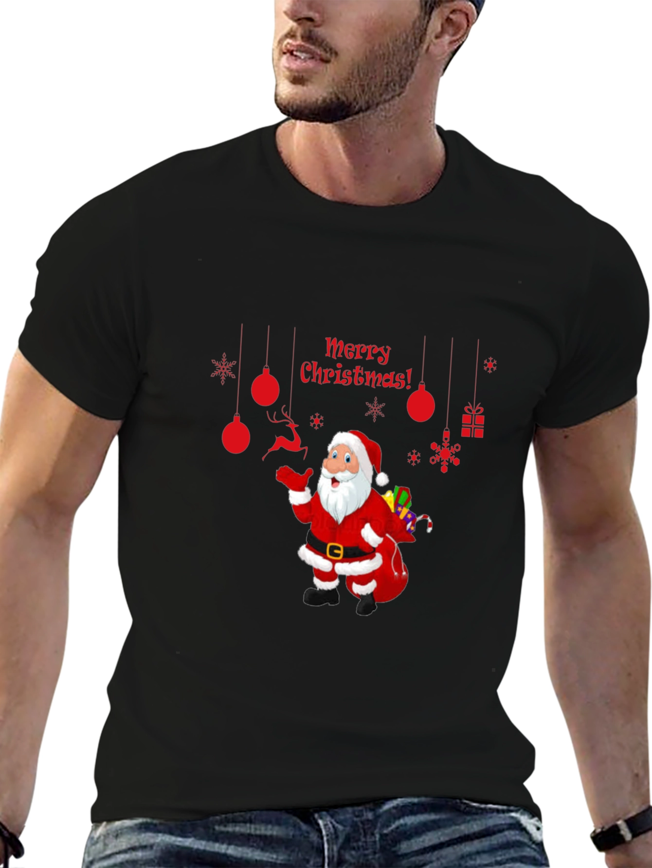 Festive Santa T-Shirt - Merry Christmas Graphic Tee