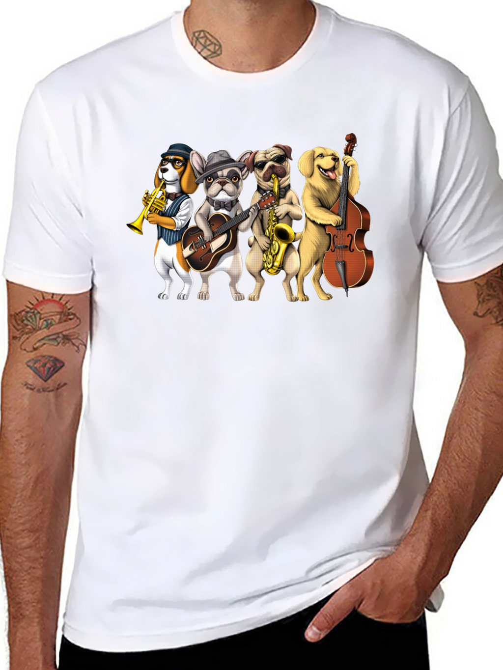 Musical Dogs Band Graphic T-Shirt