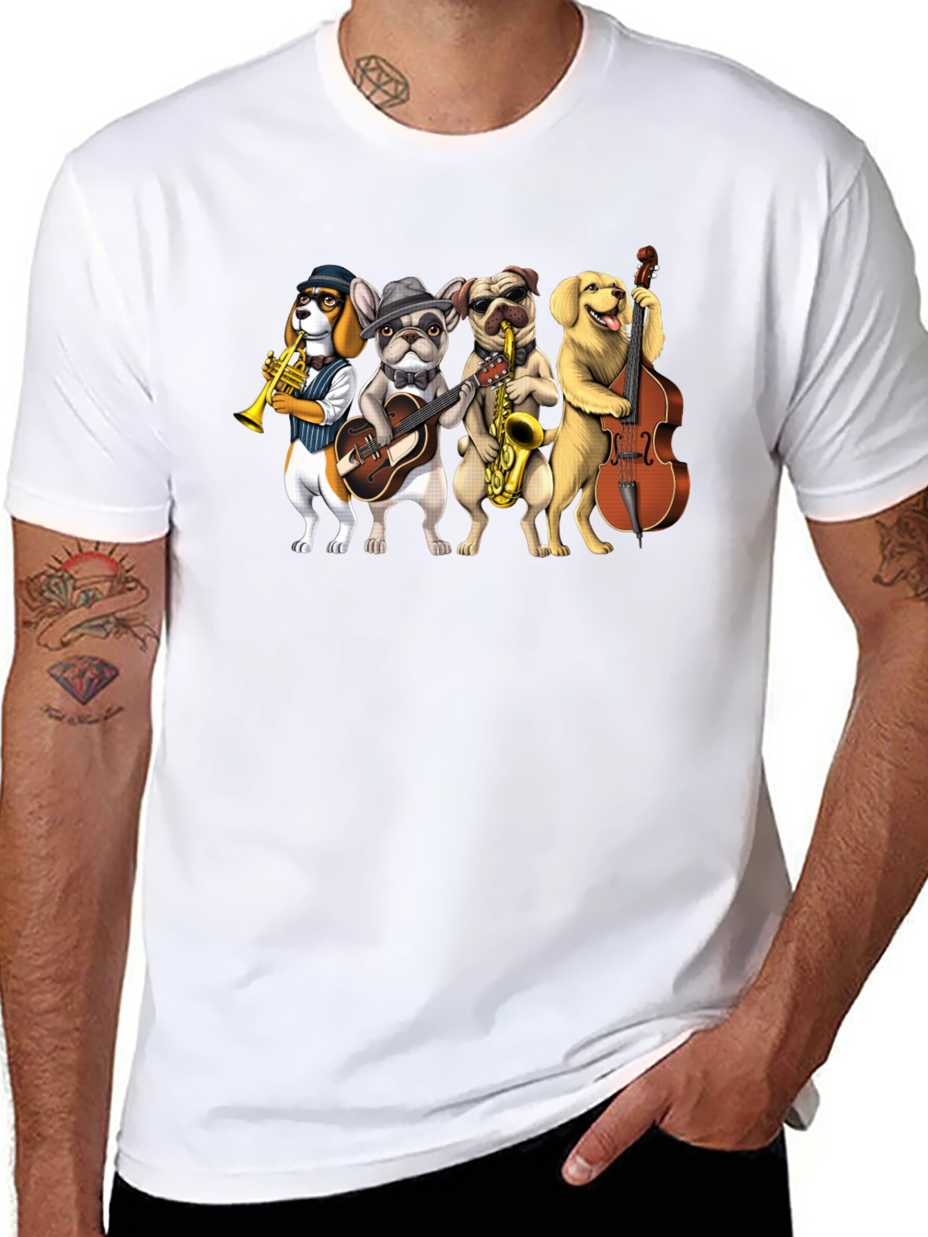 Musical Dogs Band Graphic T-Shirt