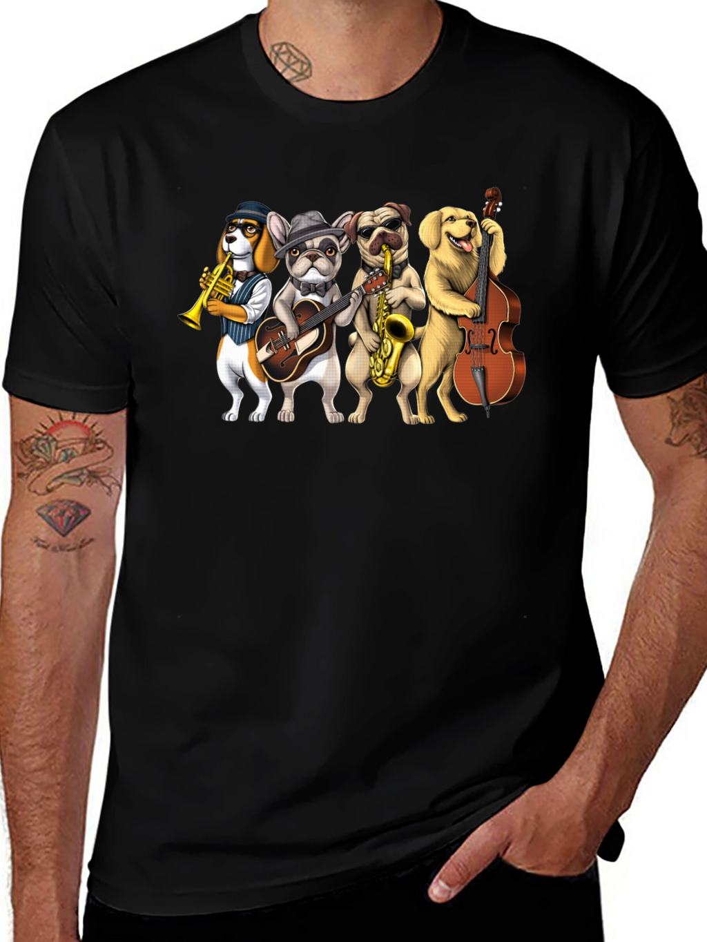 Musical Dogs Band Graphic T-Shirt