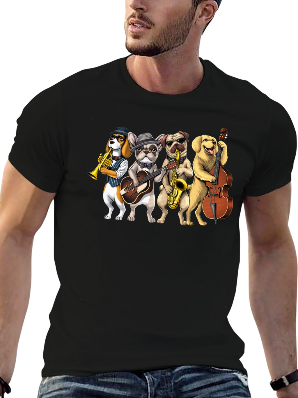 Musical Dogs Band Graphic T-Shirt