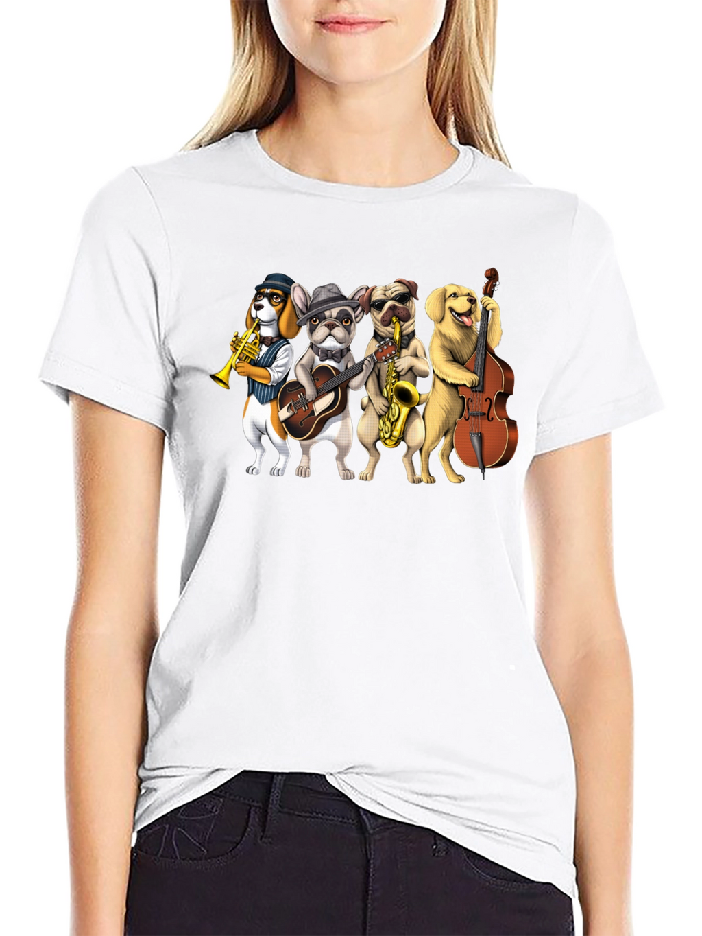 Musical Dogs Band Graphic T-Shirt