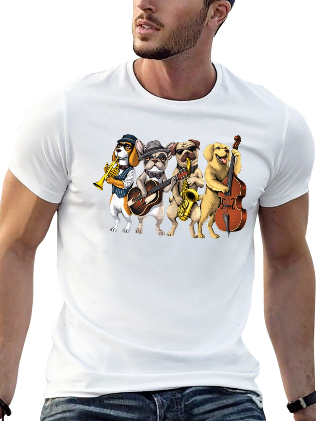 Musical Dogs Band Graphic T-Shirt
