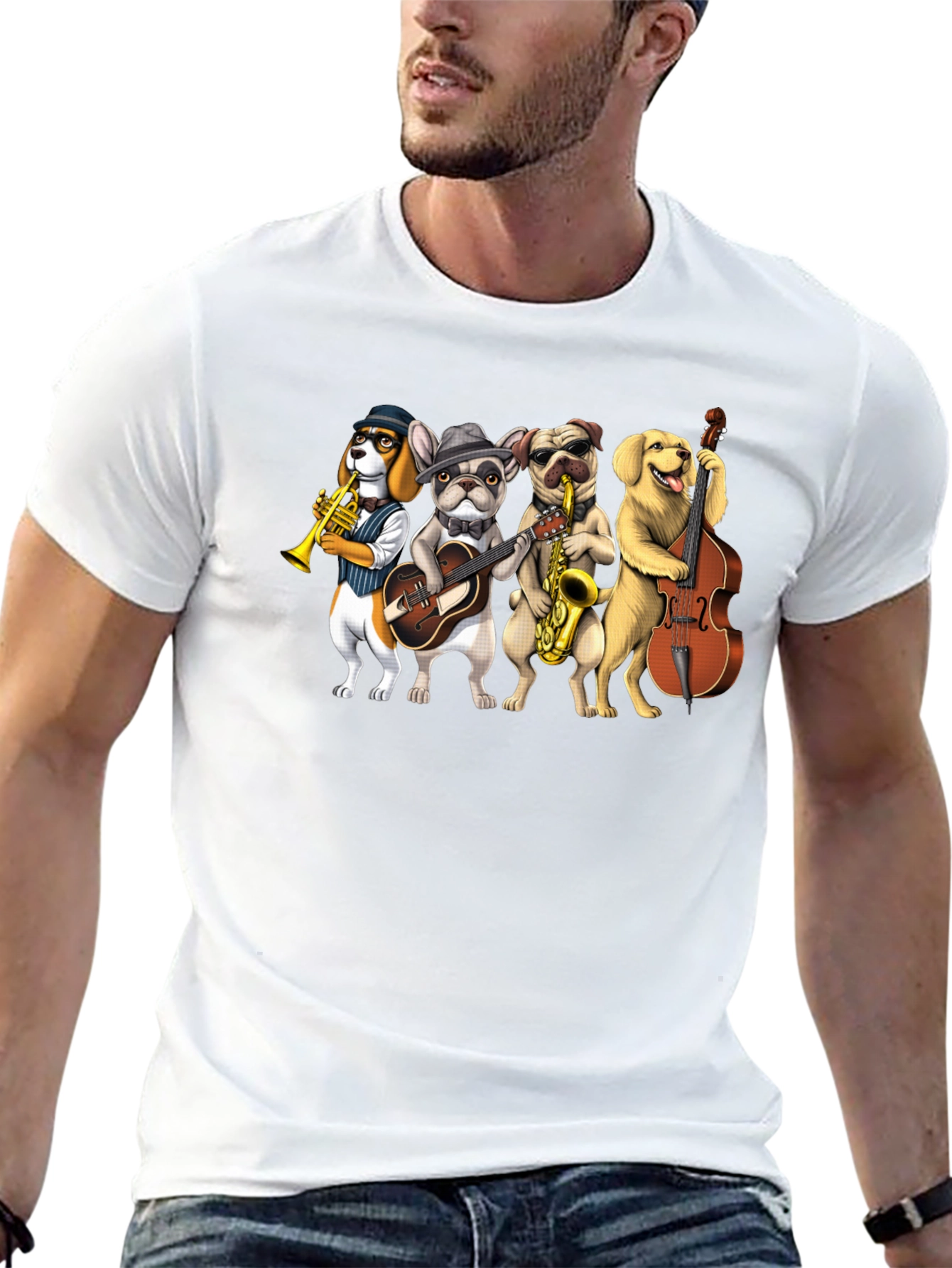 Musical Dogs Band Graphic T-Shirt
