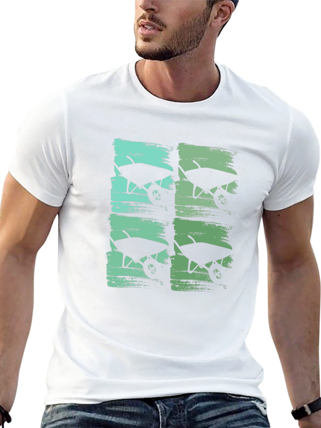 Wheelbarrow Graphic Print Crew Neck T-Shirt