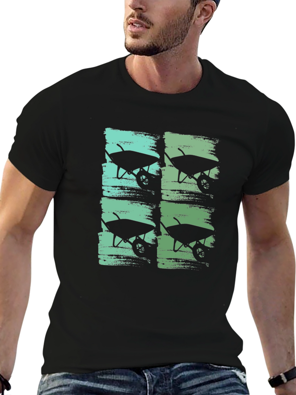 Wheelbarrow Graphic Print Crew Neck T-Shirt