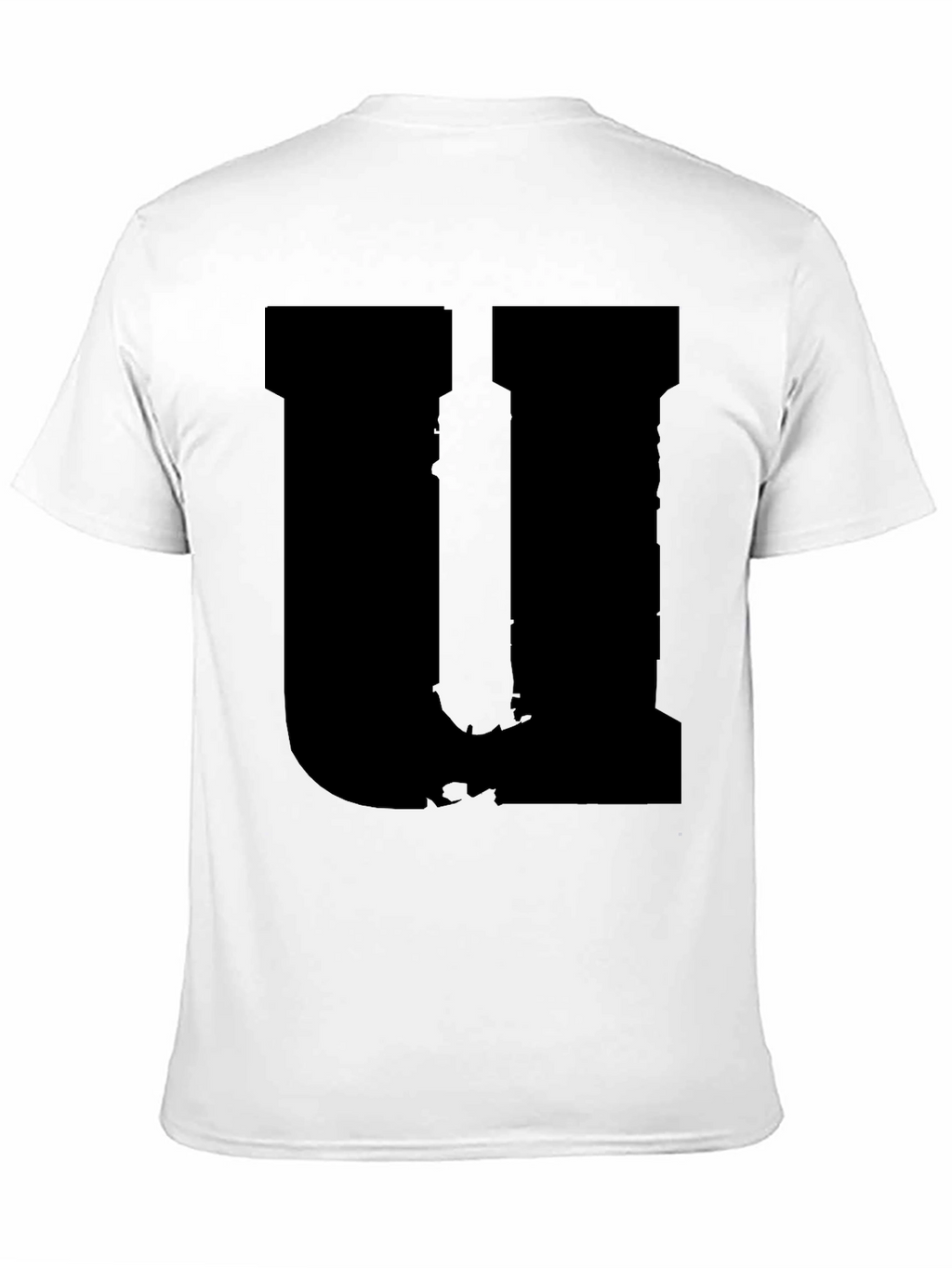 Mens Black Graphic Tee - Distressed Letter U Design