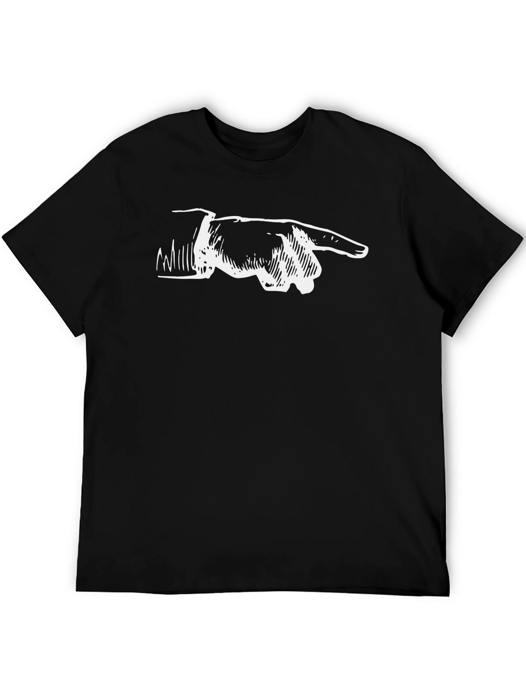 Pointing Finger Graphic Tee - Black Cotton T-Shirt