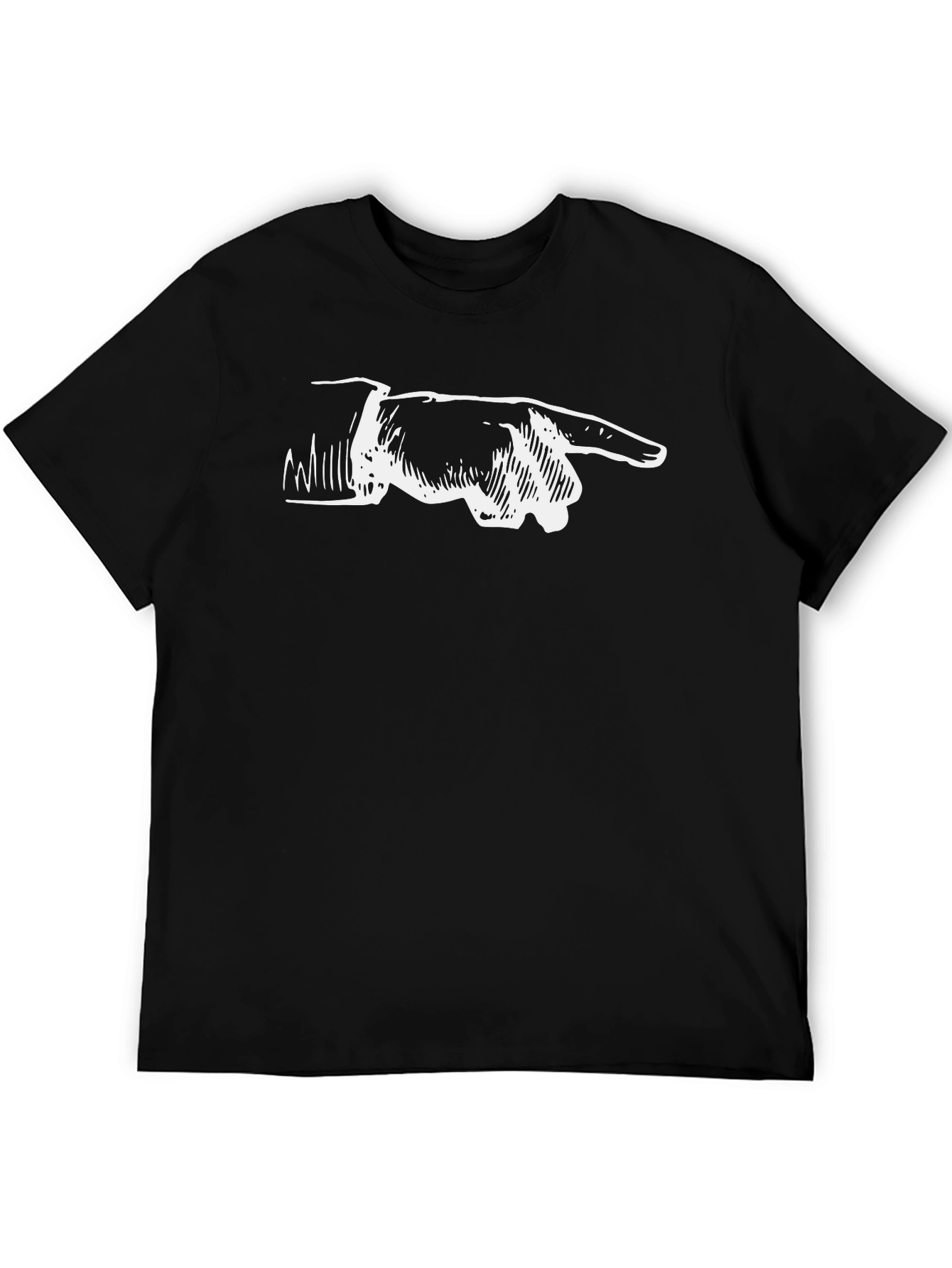 Pointing Finger Graphic Tee - Black Cotton T-Shirt