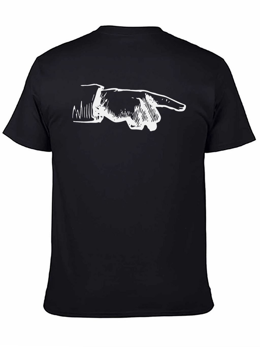 Pointing Finger Graphic Tee - Black Cotton T-Shirt
