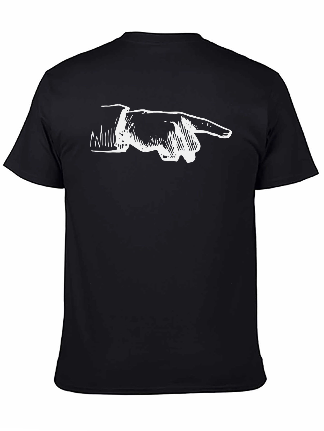 Pointing Finger Graphic Tee - Black Cotton T-Shirt