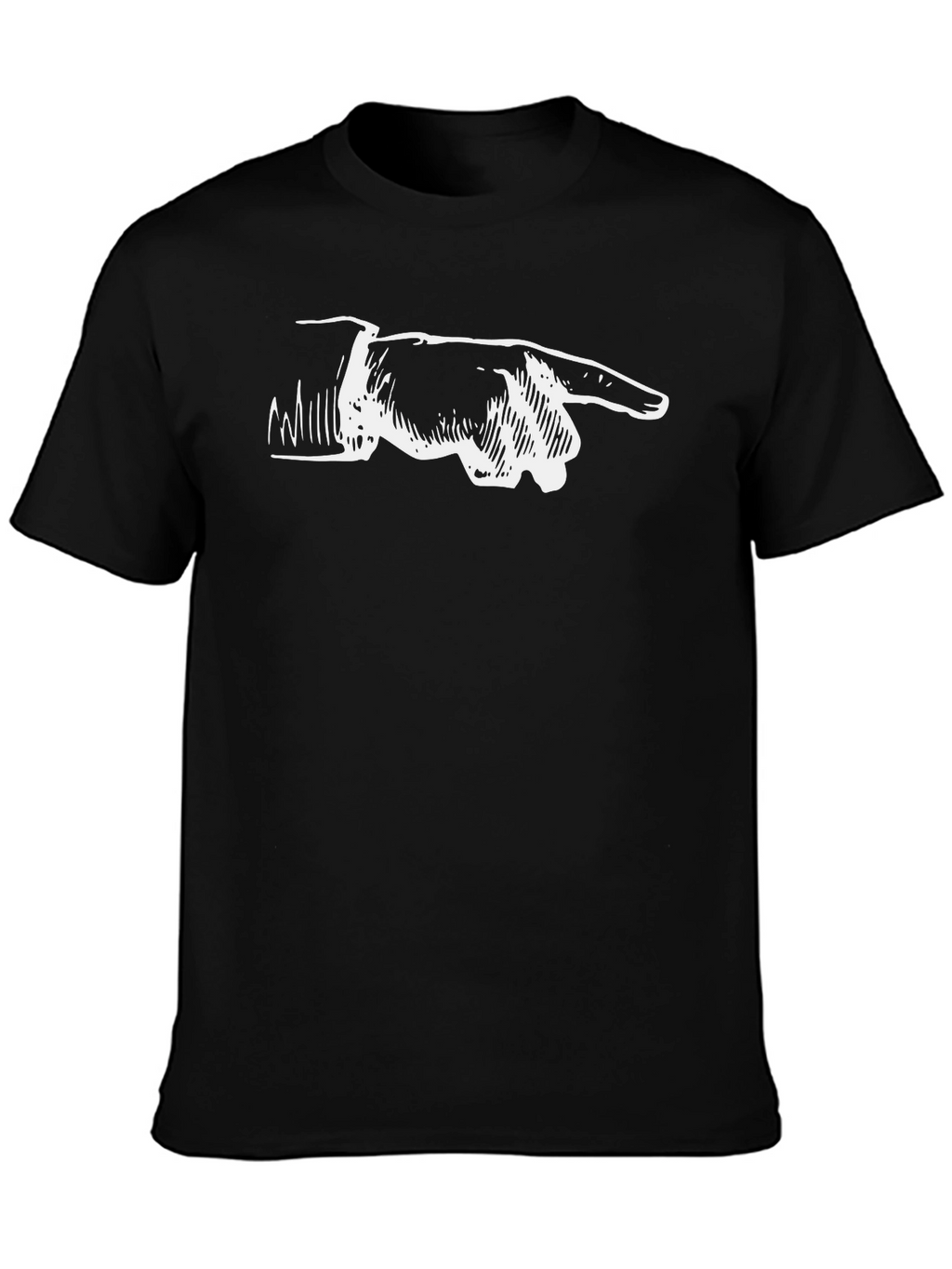 Pointing Finger Graphic Tee - Black Cotton T-Shirt