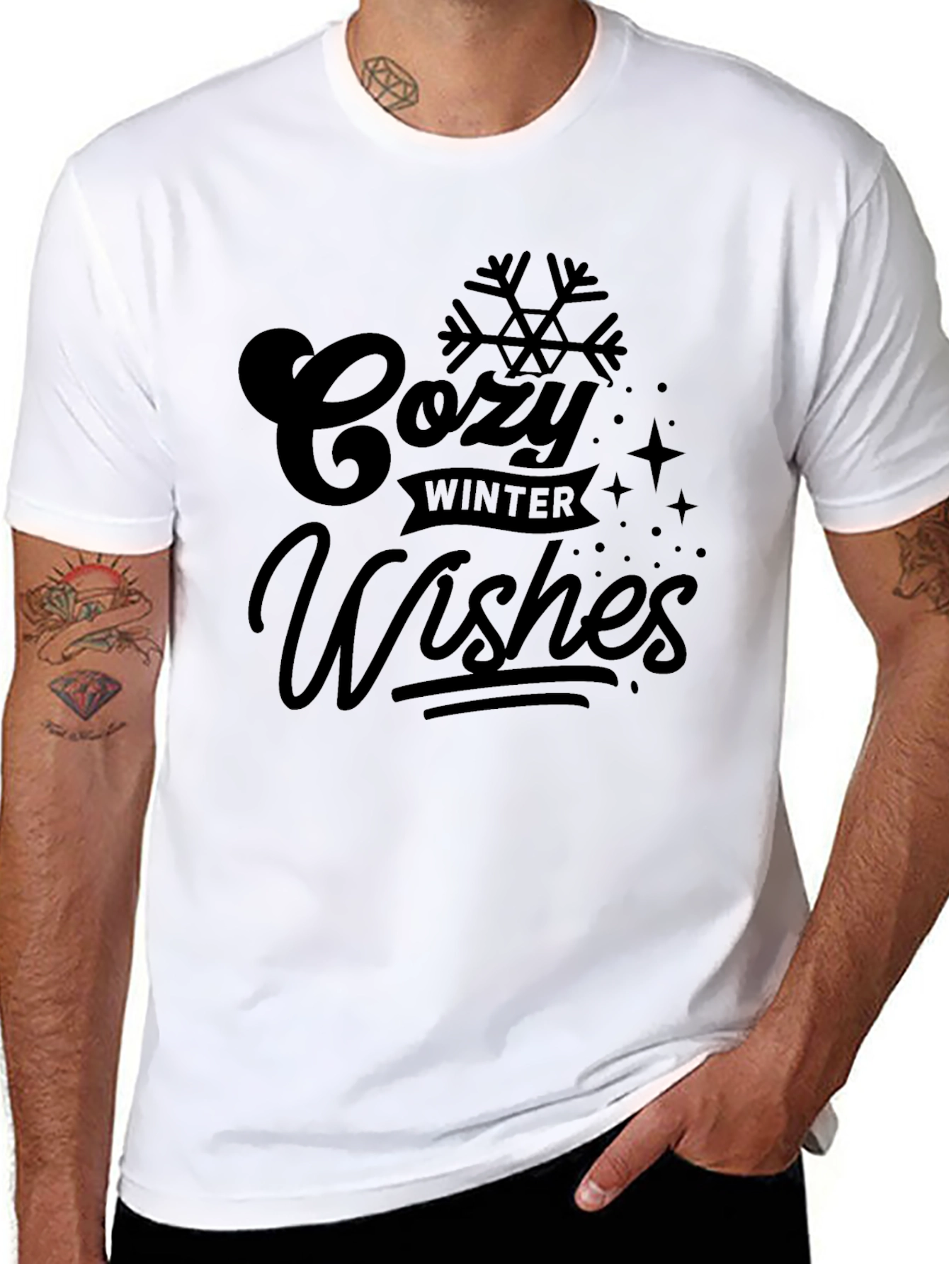 Cozy Winter Wishes Black Graphic Tee