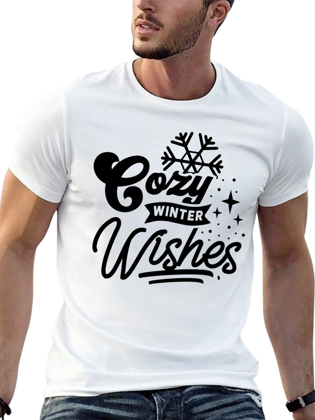 Cozy Winter Wishes Black Graphic Tee