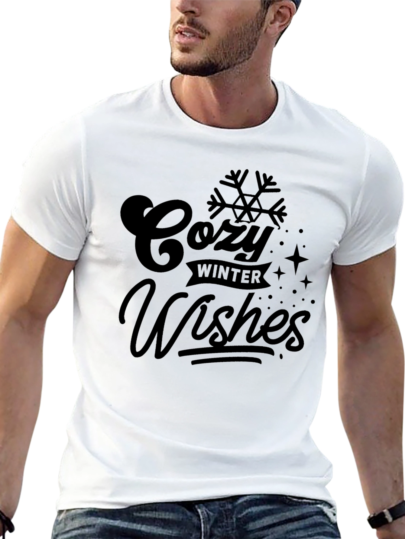 Cozy Winter Wishes Black Graphic Tee