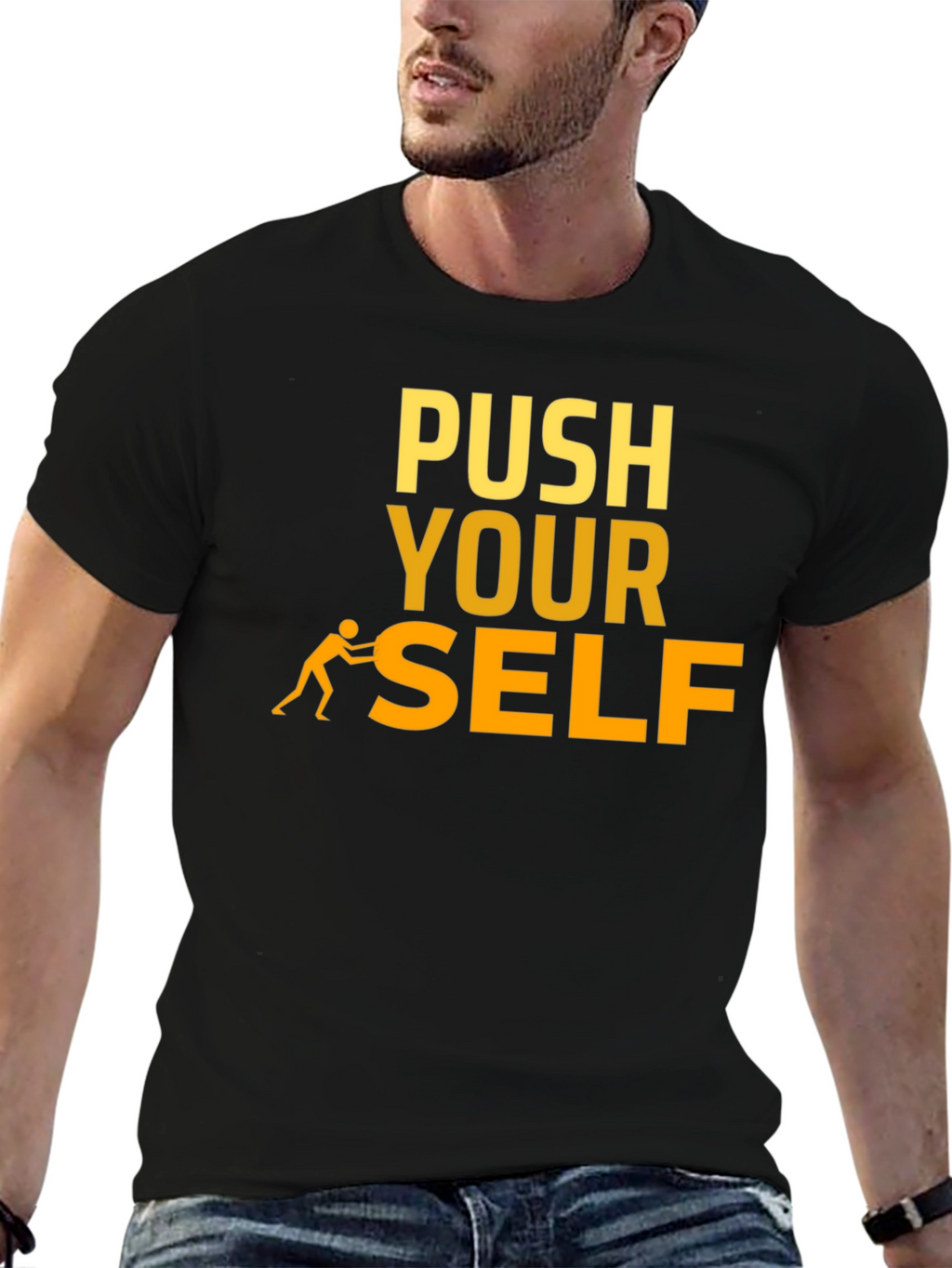 Motivational Push Yourself Graphic T-Shirt