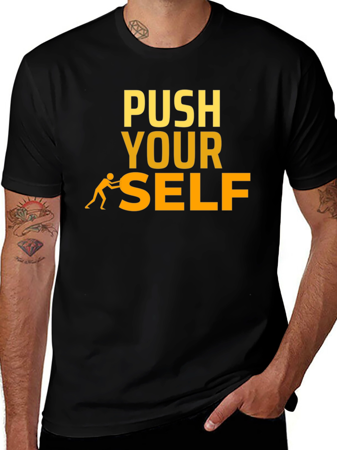 Motivational Push Yourself Graphic T-Shirt