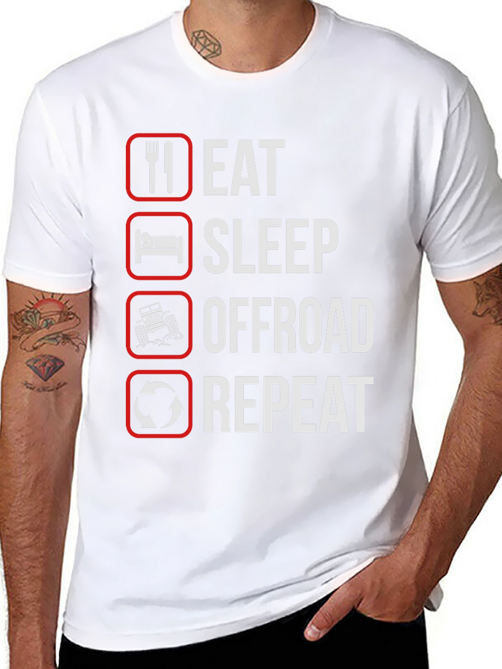 Eat Sleep Offroad Repeat Black Graphic T-Shirt