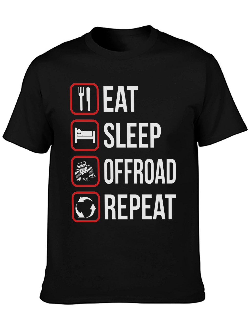 Eat Sleep Offroad Repeat Black Graphic T-Shirt