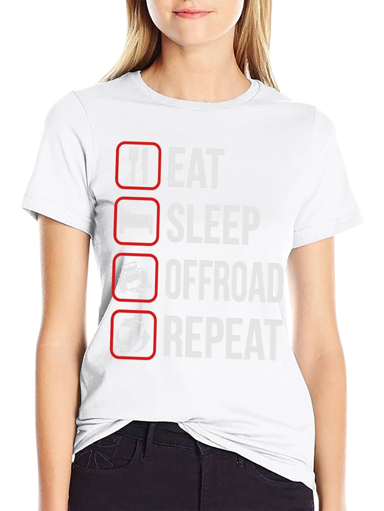 Eat Sleep Offroad Repeat Black Graphic T-Shirt