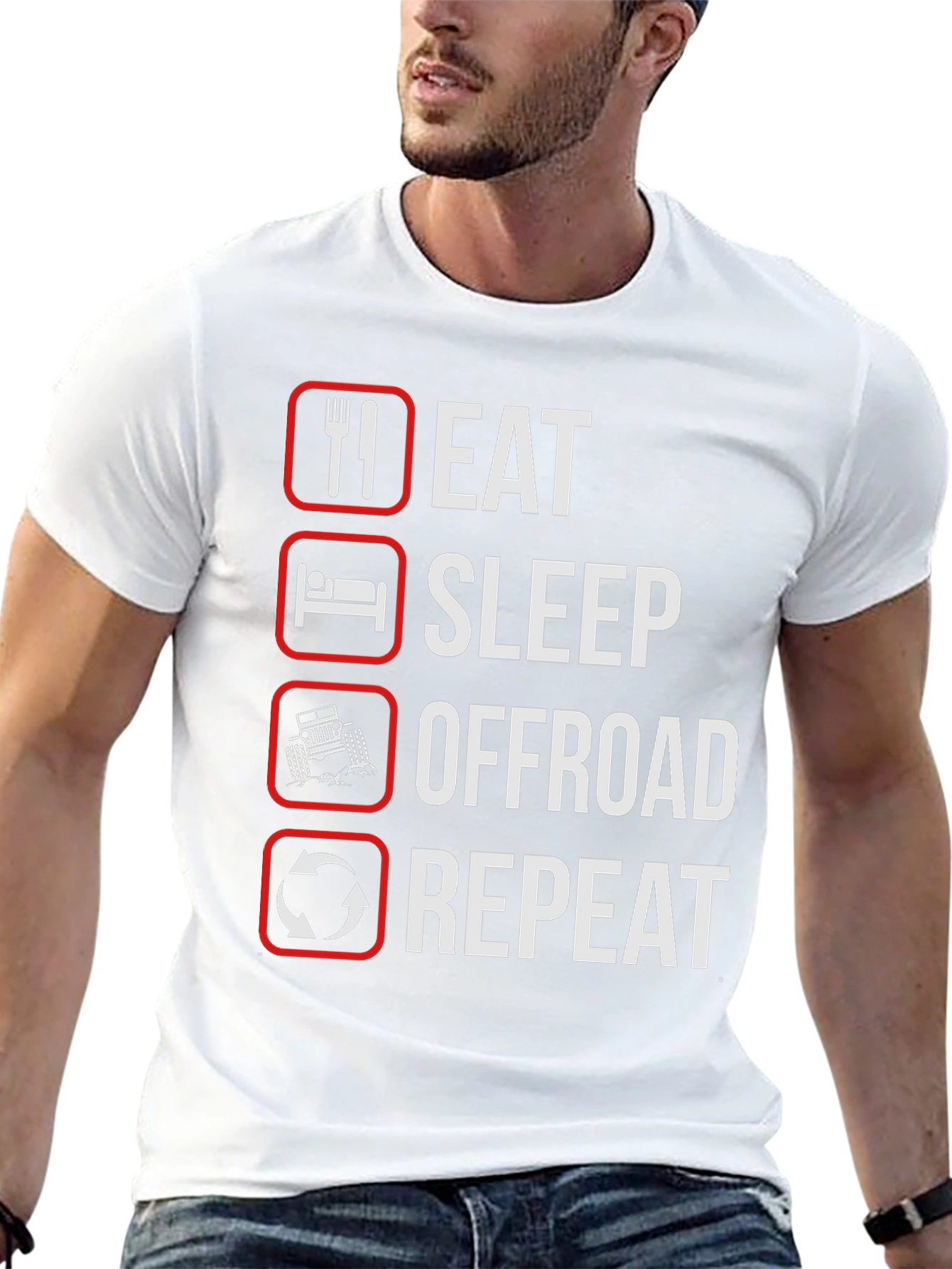Eat Sleep Offroad Repeat Black Graphic T-Shirt