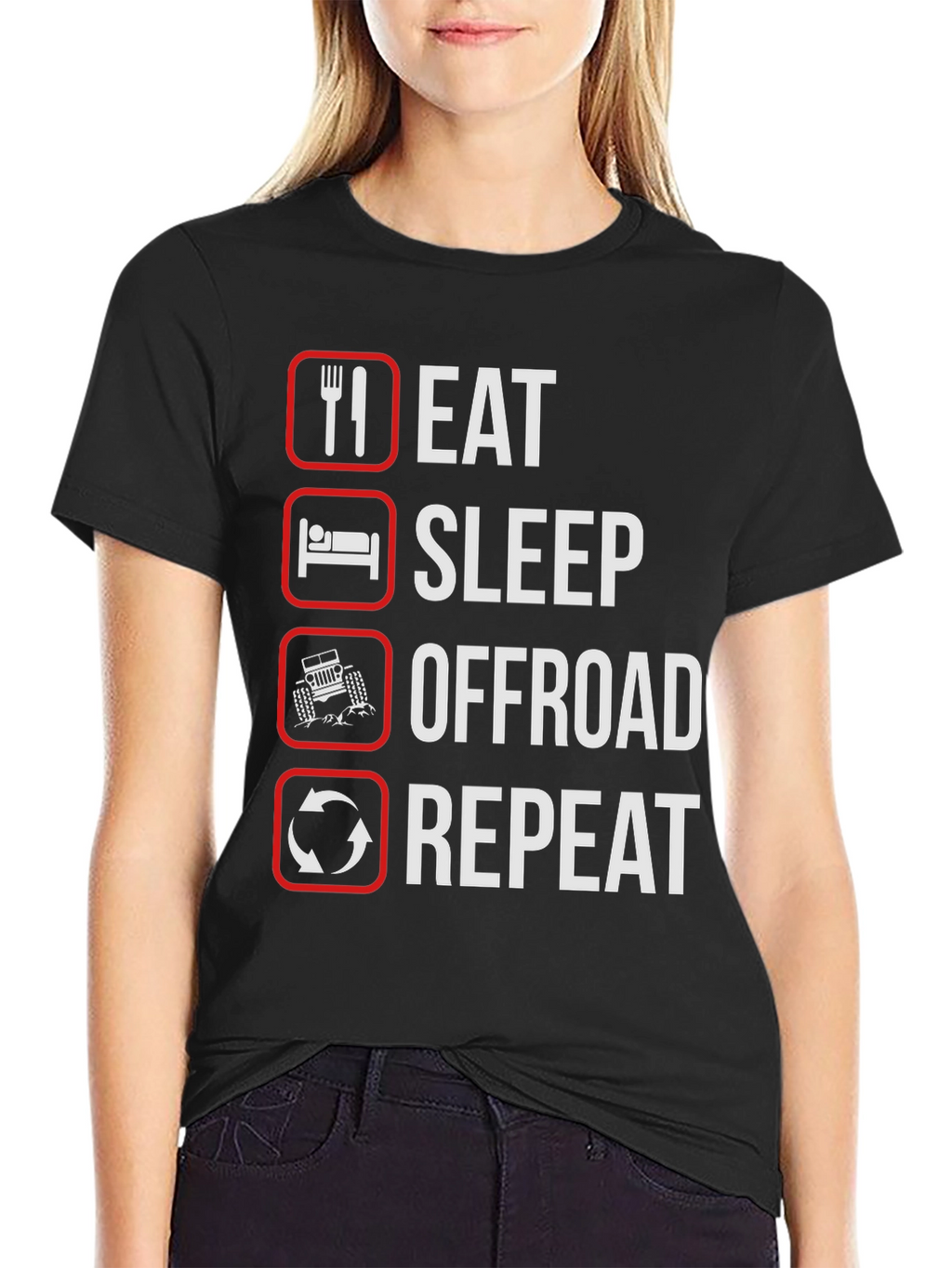 Eat Sleep Offroad Repeat Black Graphic T-Shirt