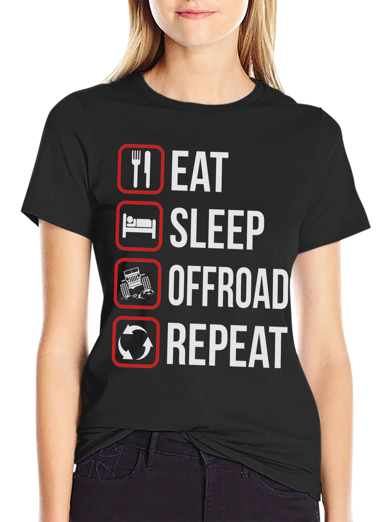 Eat Sleep Offroad Repeat Black Graphic T-Shirt