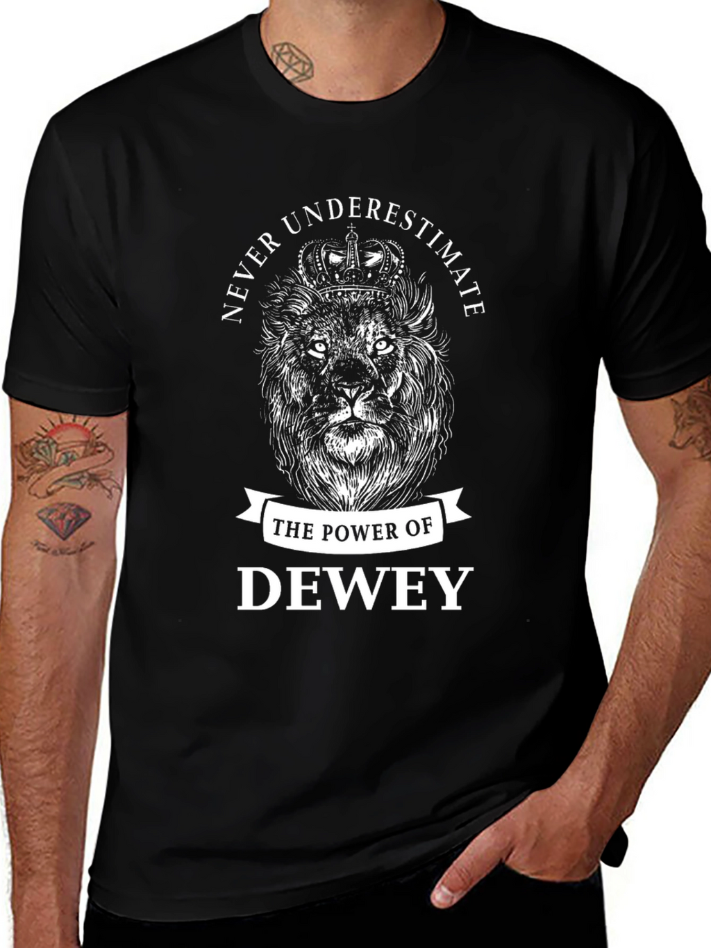 Never Underestimate Dewey Lion Graphic Tee