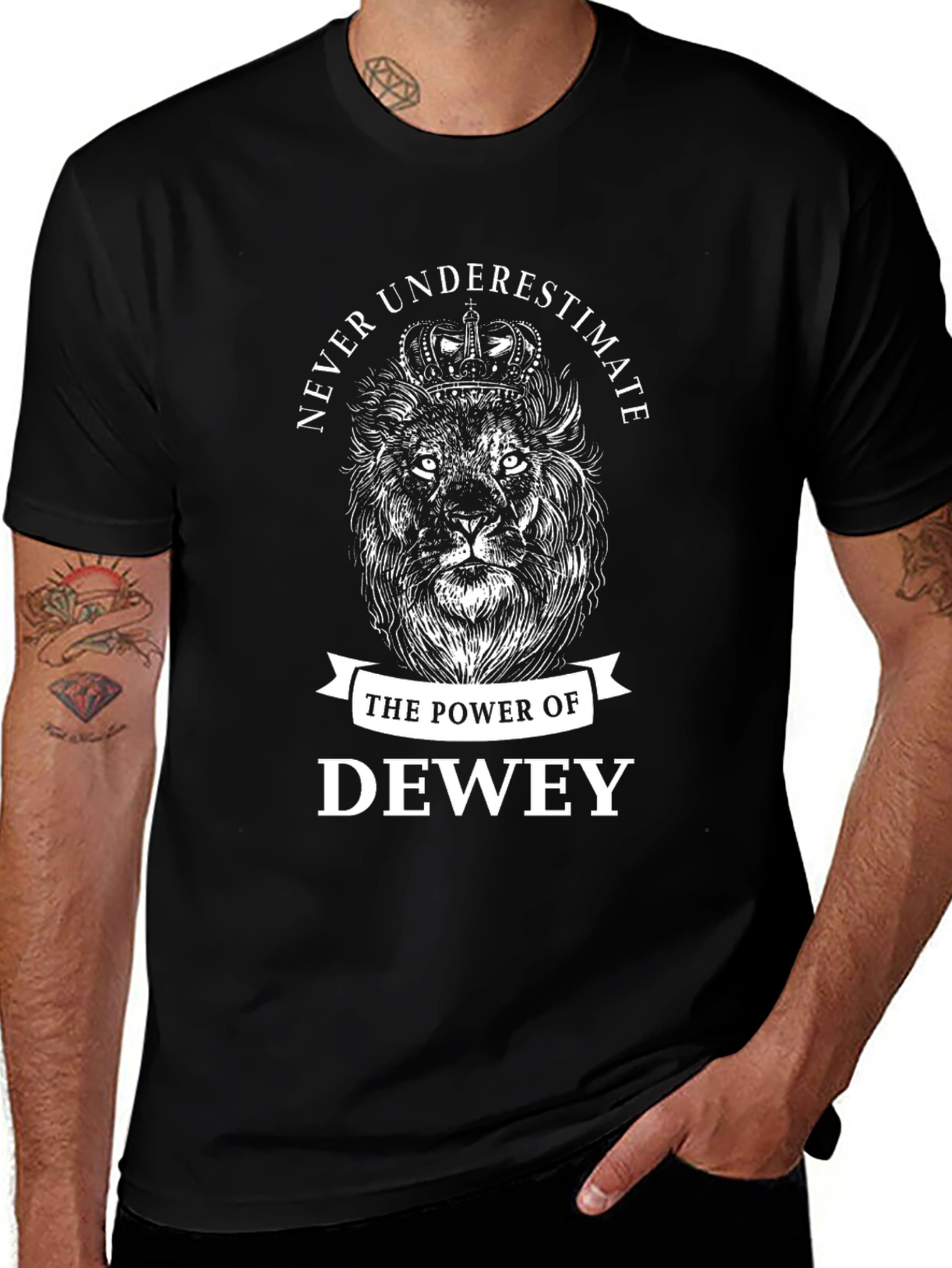 Never Underestimate Dewey Lion Graphic Tee