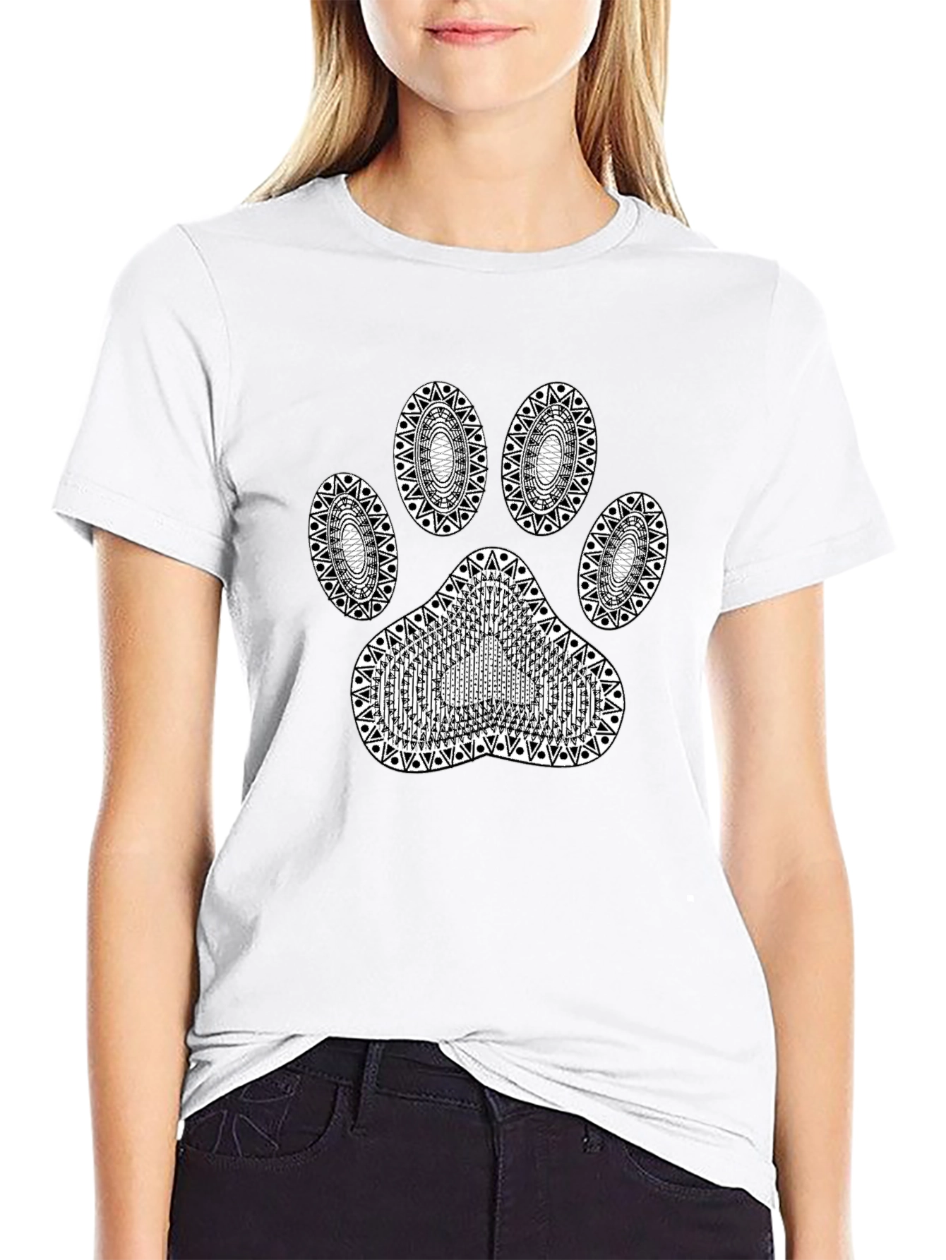 Paw Print Graphic T-Shirt - Stylish Black Tee