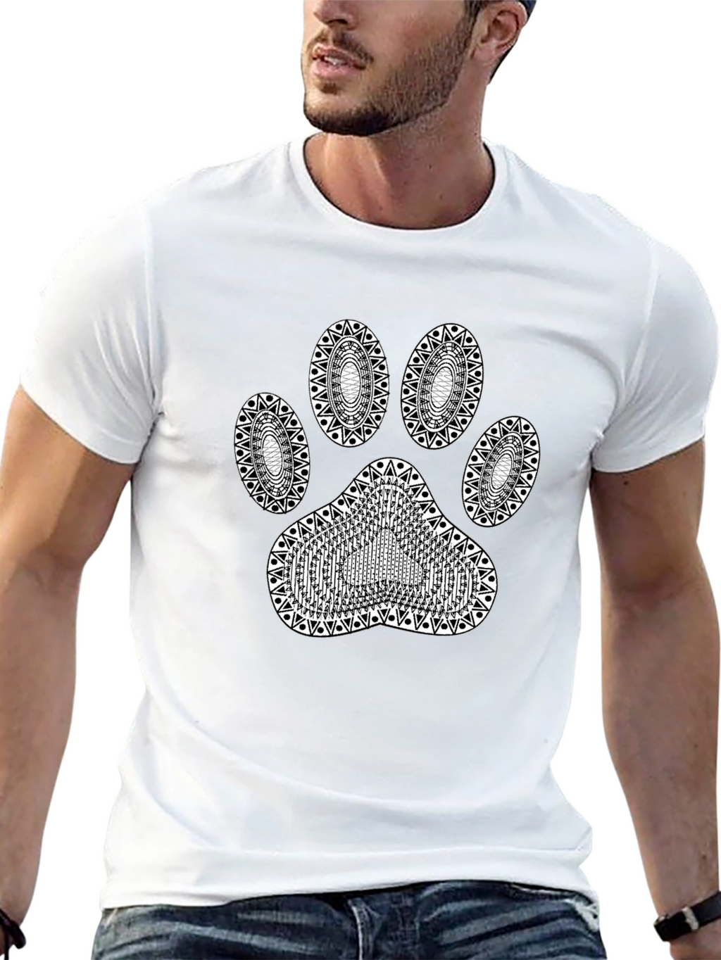 Paw Print Graphic T-Shirt - Stylish Black Tee