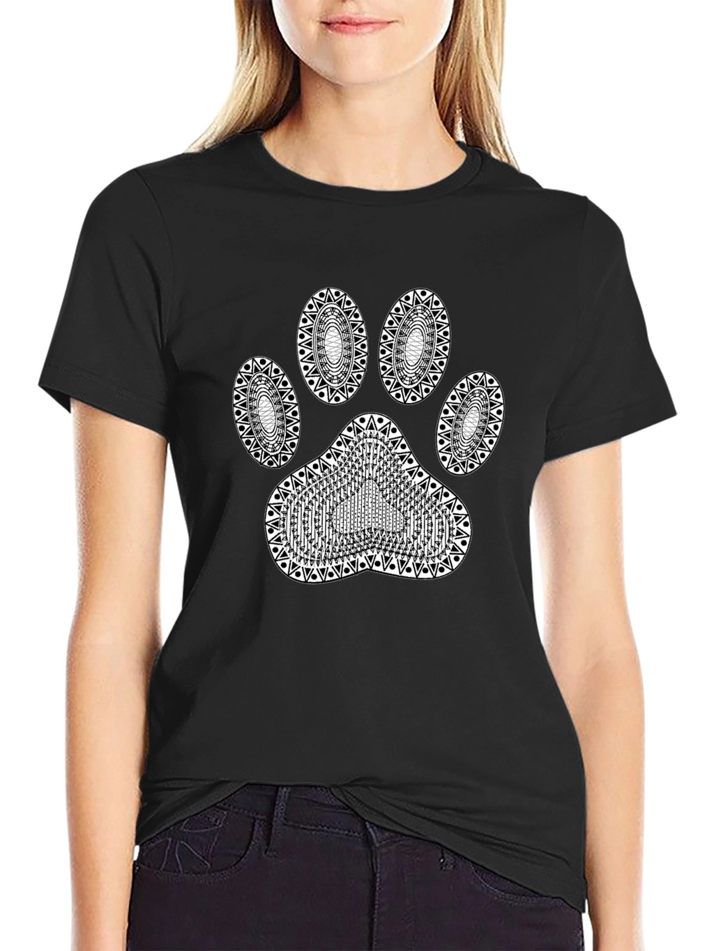 Paw Print Graphic T-Shirt - Stylish Black Tee